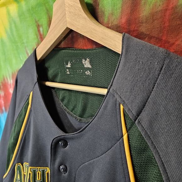 Oakland Athletics Dark Gray Team Baseball Jersey with Yellow Trim True Fan TagXL - Picture 7 of 14